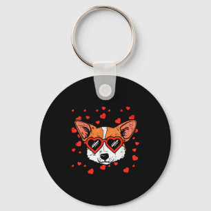 Chaveiro Rosto de Welsh Corgi Coração Gles Fofo Dia dos Nam