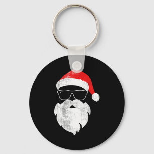 Chaveiro Rosto engraçado de Papai Noel hipster com chapéu b