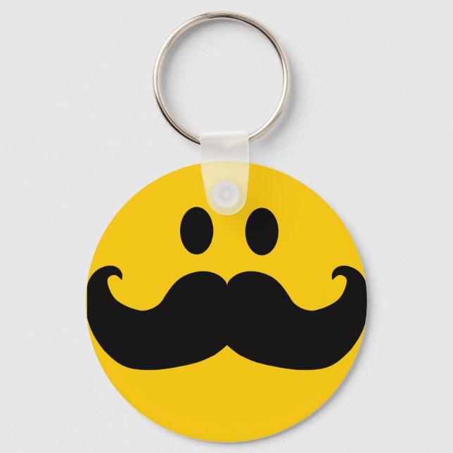 Chaveiro Rosto Feliz Amarelo de bigode (Frente)