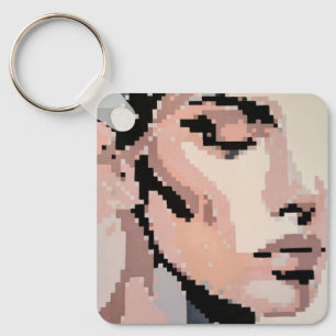 Chaveiro Rosto feminino calmo em tons de pixel suaves