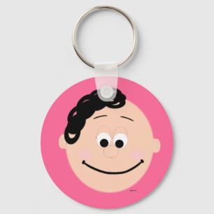 Chaveiro Rosto Sorrindo Garota Ponytail Cabelo Negro