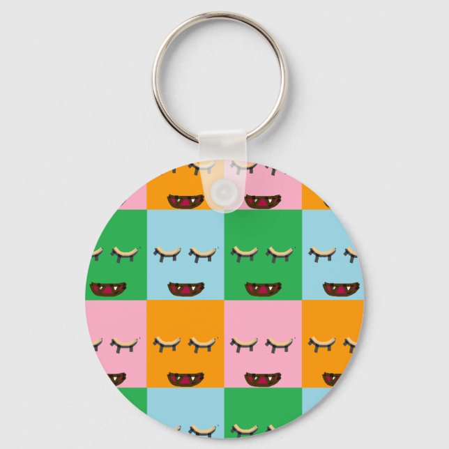 Chaveiro Rostos de blocos monstruosos sorridentes (Frente)