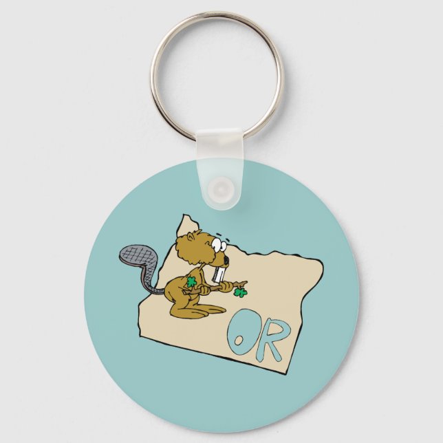 Chaveiro Roteiro de Cartoons do Oregon OU Estadual e Motto  (Frente)