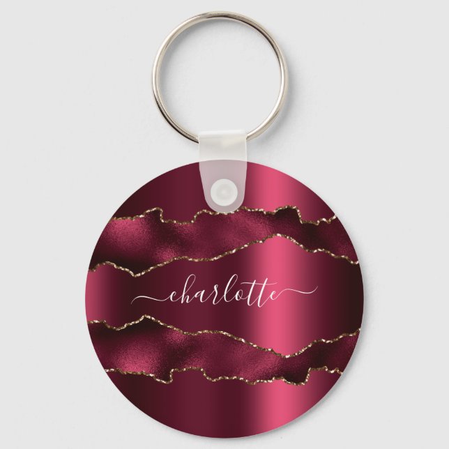 Chaveiro Roteiro do nome do mármore agate gold (Frente)