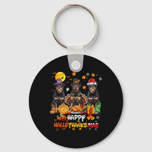 Chaveiro Rottweiler Cão Feliz Dia das Bruxas Feliz de Ação