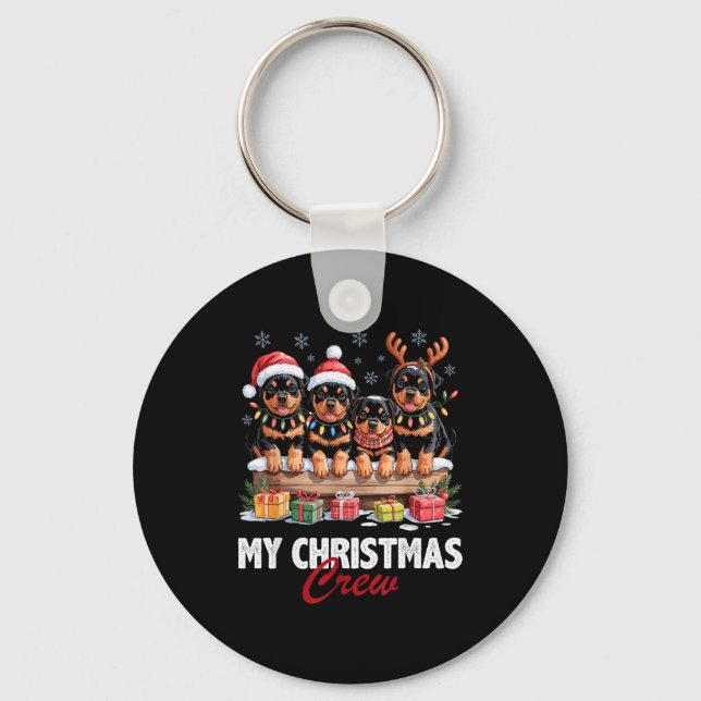 Chaveiro Rottweiler Christmas Crew Funny Dog Lovers Holiday (Frente)