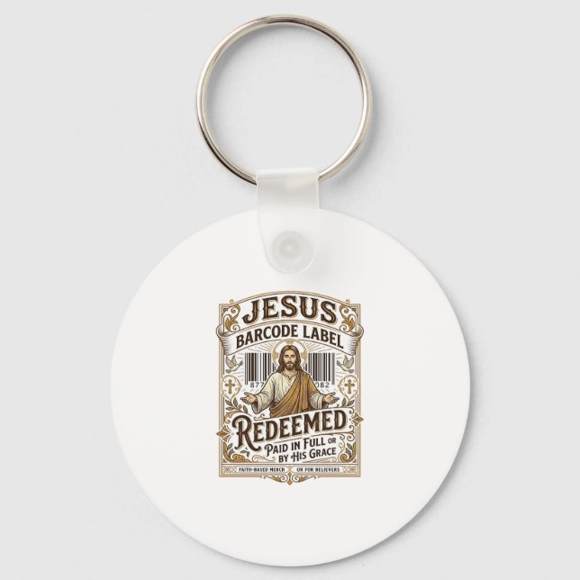 Chaveiro Rótulo de Código de Barras de Jesus Resgatado Rótu (Frente)