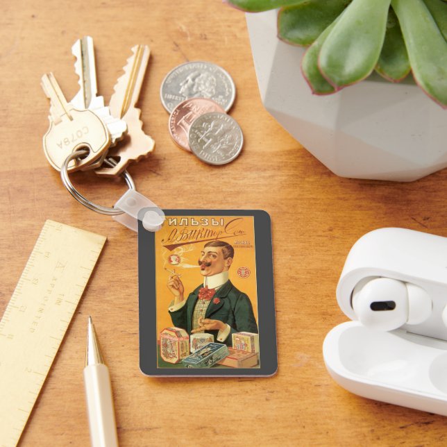 Chaveiro Rótulo de Produto Antigo, Tabaco de Cigarro Russo (Mesa)