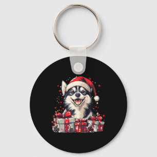 Chaveiro Rouco Santa Hat Engraçado Natal Siberian Husky