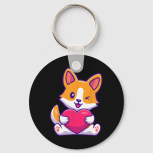 Chaveiro Roupas Casuais Amor Corgi Fofo Dia dos Namorados A