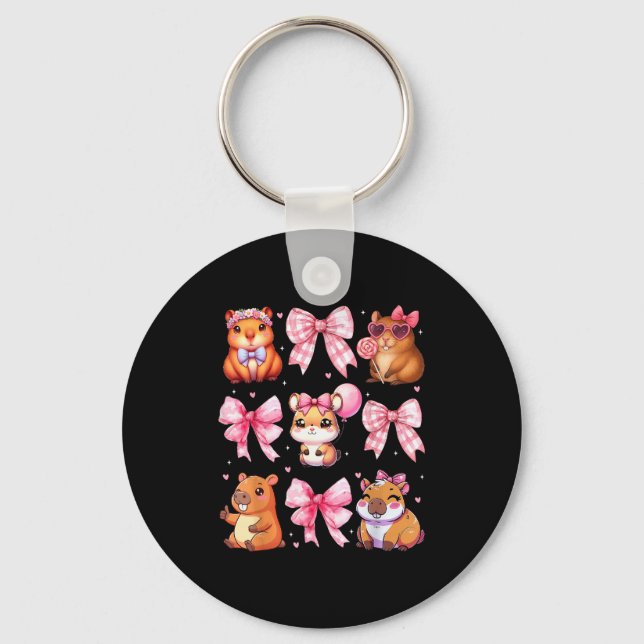 Chaveiro Roupas de dormir de capivara com laço fofo e charm (Frente)