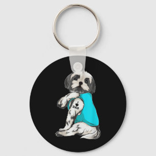 Chaveiro Roupas de Tatuagem Shih Tzu Eu Amo Papai, Presente