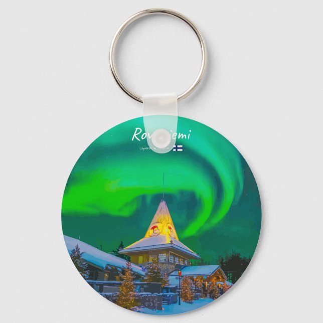 Chaveiro Rovaniemi, Finlândia - Magia Aurora  (Frente)