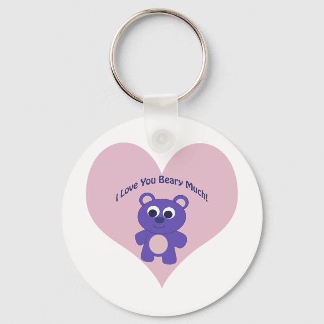 Chaveiro Roxo, amo-te Beary Much! (Frente)