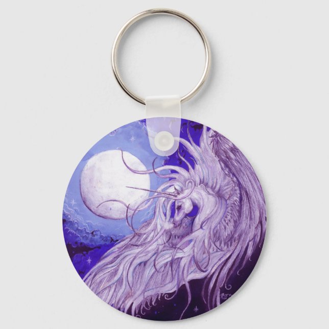 Chaveiro Roxo Azul Unicorn Pegasus Pegacorn Lunar (Frente)