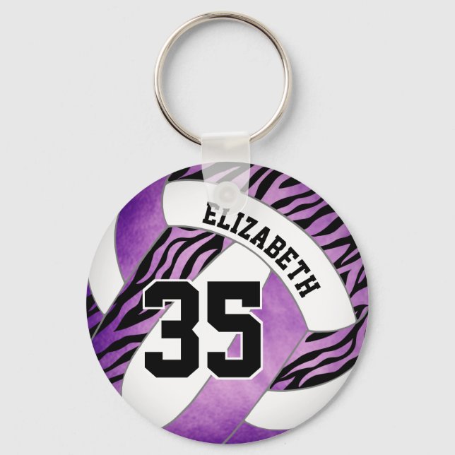 Chaveiro roxo com zebra estende sotaque garotas de voleibol (Frente)