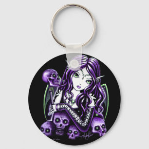 Chaveiro roxo da fada do crânio da beladona