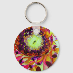 Chaveiro Roxo Dahlia abstrato original da arte floral
