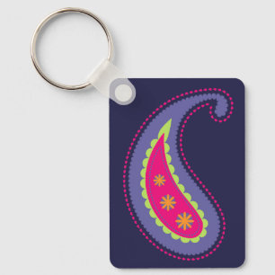 Chaveiro Roxo e Rosa Paisley