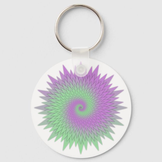 Chaveiro Roxo e Verde Geométrico (Frente)