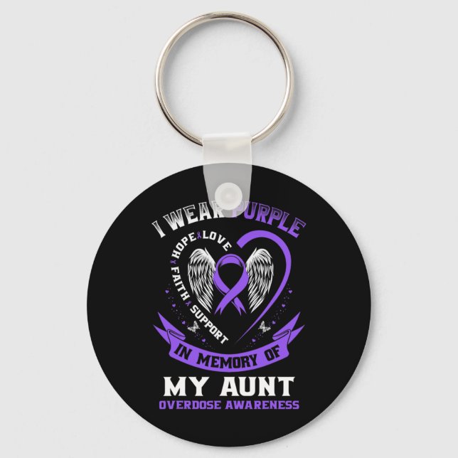 Chaveiro Roxo em memória da minha tia sobre overdose de med (Frente)
