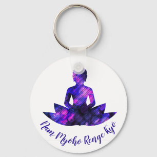 Chaveiro Roxo Espiritual Lotus Yoga Nam Myoho Renge Kyo