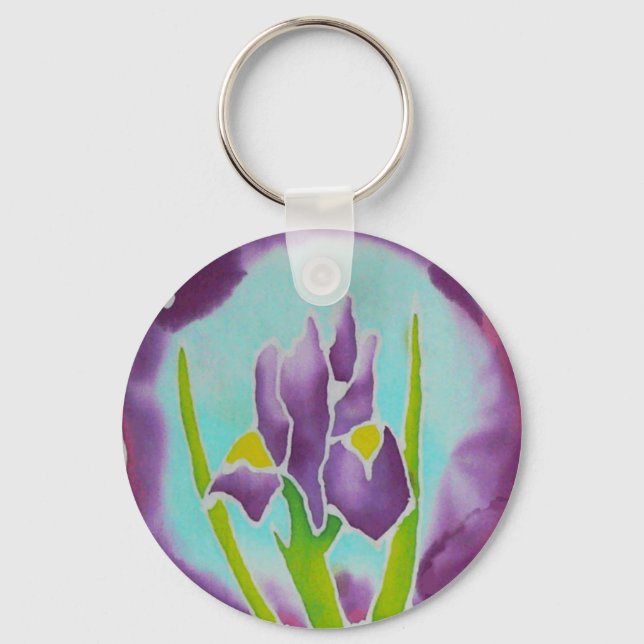 Chaveiro Roxo Iris Flower Batik Art (Frente)