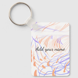 Chaveiro Roxo laranja aquarela abstrato adicionar nome text