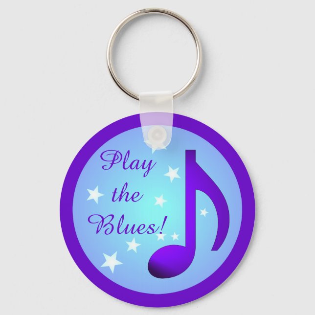 Chaveiro Roxo Music Note Blue Circle Stars Planta os Blues (Frente)