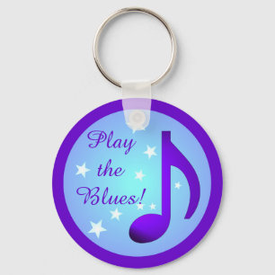 Chaveiro Roxo Music Note Blue Circle Stars Play the Blues