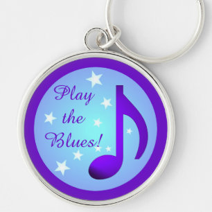 Chaveiro Roxo Music Note Blue Circle Stars Play the Blues