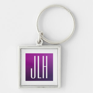 Chaveiro Roxo Ombre & Iniciales Brancas ou outro Texto