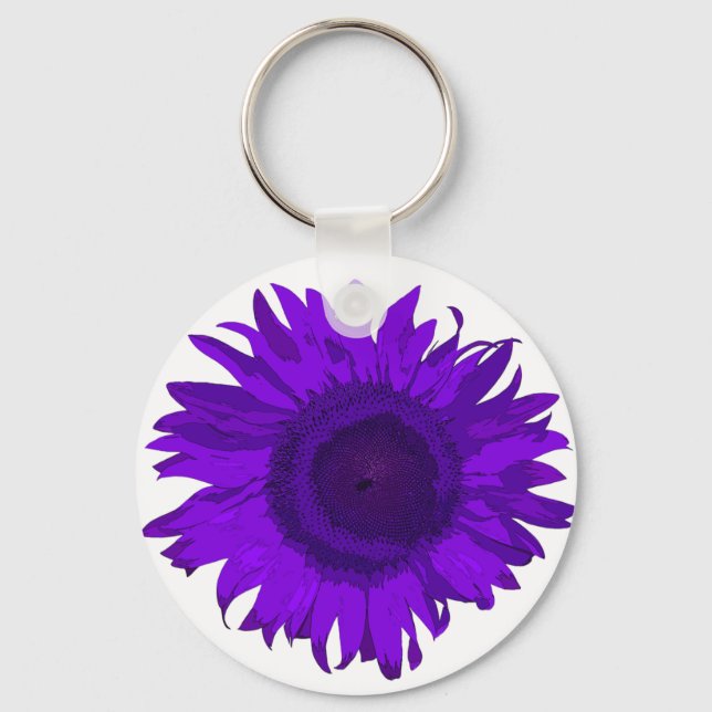 Chaveiro Roxo Pop Art Sunflower (Frente)