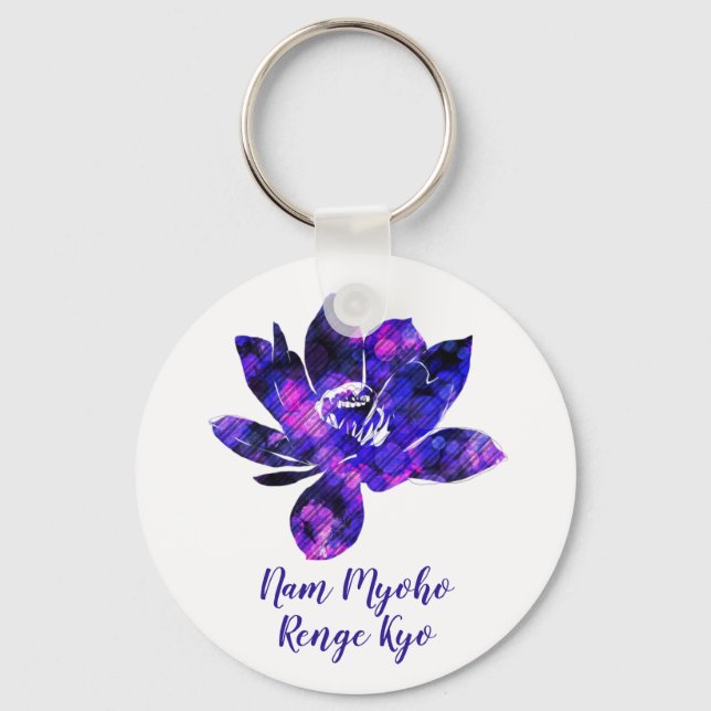 Chaveiro Roxo Roxo-Espiritual Flor Nam Myoho Renge Kyo (Frente)