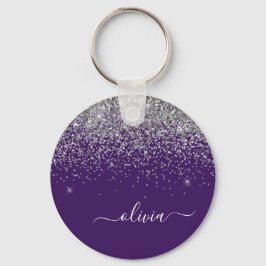 Chaveiro Roxo Silver Glitter Girly Monographic Nome