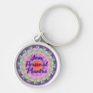 Chaveiro Roxo, Verde e Laranja Mandala Mantra