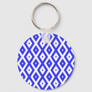 Chaveiro Royal blue and white diamond pattern