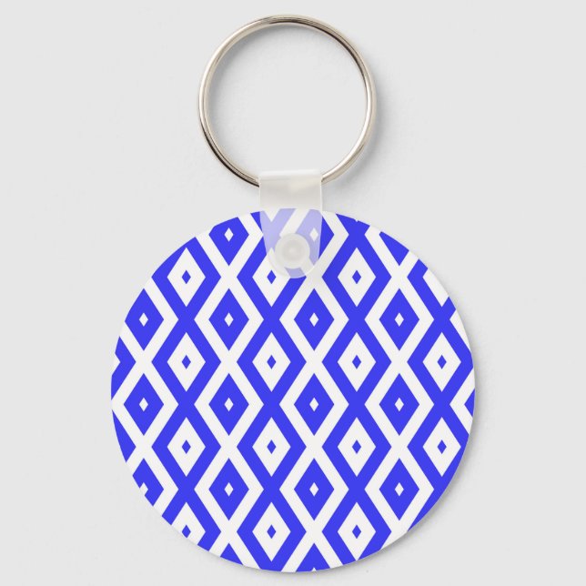 Chaveiro Royal blue and white diamond pattern (Frente)