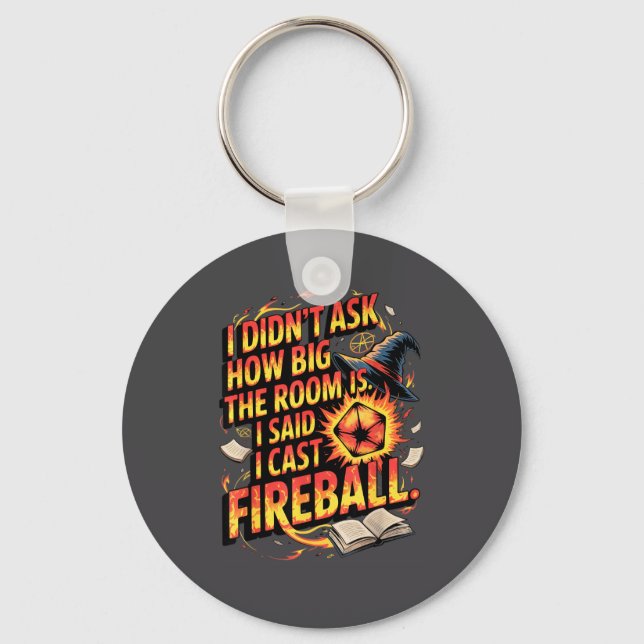 Chaveiro Rpg Engraçado Eu Lanço Citação De Fireball Com Cha (Frente)