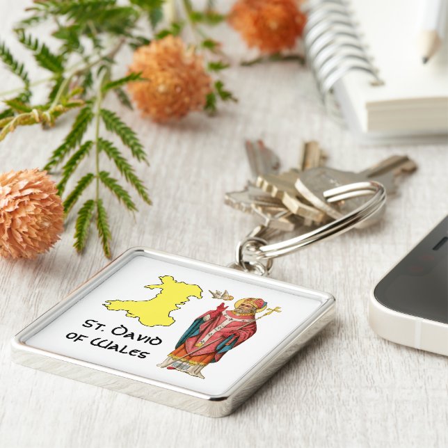 Chaveiro Rua. David of Wales (P 001) com mapa de tópicos (Lateral)