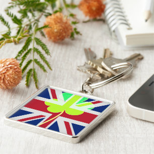 Chaveiro Rua de Clover da Irish British Flag Shamrock, Patr