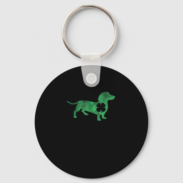 Chaveiro Rua de Shamrock Dachshund Dog. O Santo de Patrick (Frente)