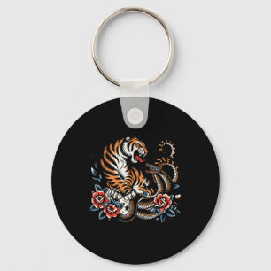 Chaveiro Rua De Tatuagem De Tigre E Cobra