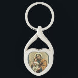 Chaveiro Rua, Joseph Baby Jesus Lily<br><div class="desc">Linda imagem de vintage da Rua. José segurando o Bebê Jesus com um lírio.</div>