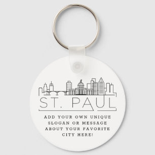Chaveiro Rua Paul Stylized Skyline   Slogan Personalizado