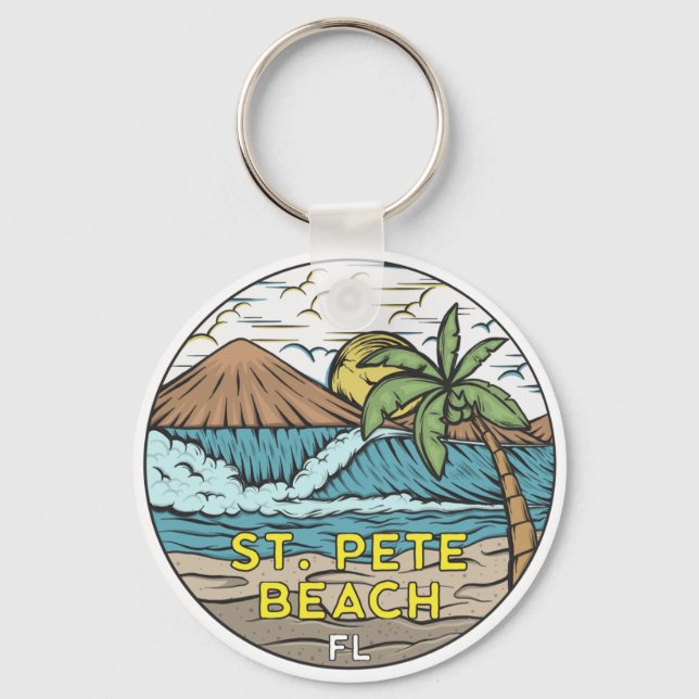 Chaveiro Rua Pete Beach Florida Vintage Glass (Frente)