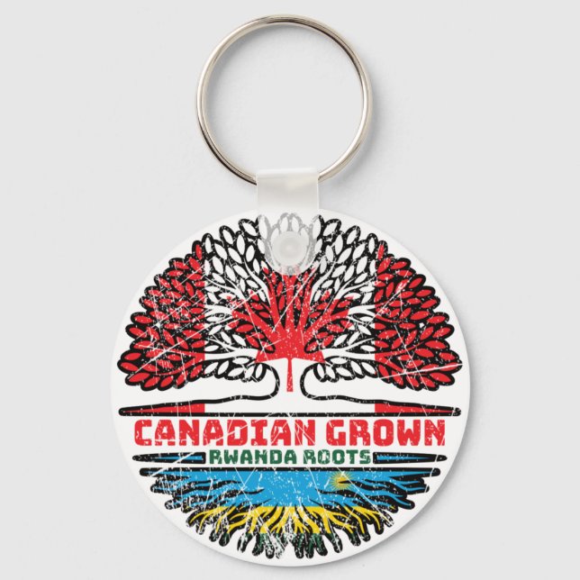 Chaveiro Ruanda Ruanda canadense Canada Tree Roots Flag (Frente)