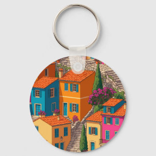 Chaveiro Ruas Mediterrâneas — Casas Coloridas
