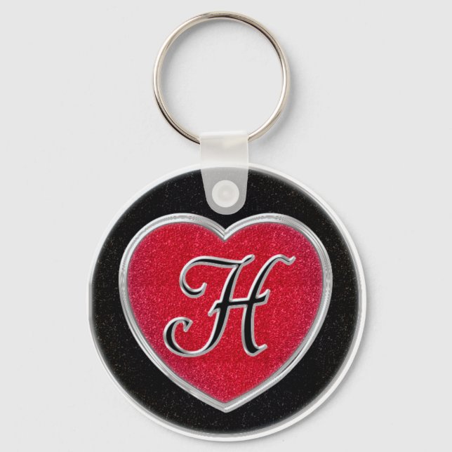 Chaveiro Ruby e Onyx Heart Monogramas (Frente)