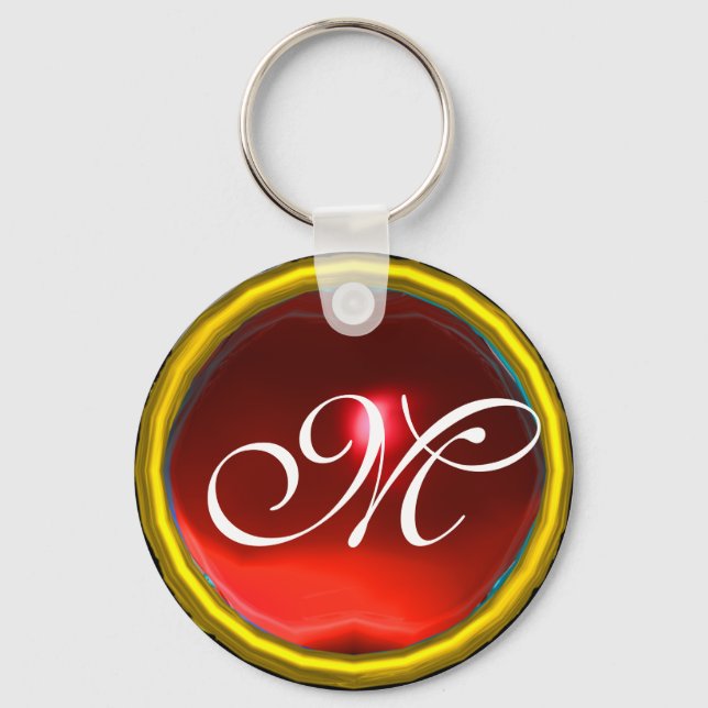 Chaveiro RUBY MONOGRAM, amarelo vermelho (Frente)